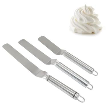 Imagem de Waziaqoc Conjunto de espátula offset com raspador de massa e raspador de bolo, espátula de cobertura de bolo de aço inoxidável para assar inclui 15, 20 cm, espátula de cobertura para cozinhar em casa