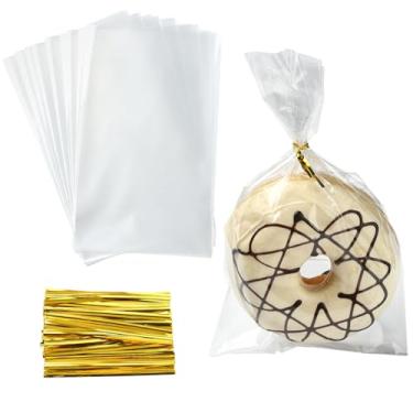 Imagem de SOFPLATE 100 unidades de sacos de sabão transparentes de 20 x 12 cm, sacos de presente de plástico com laços retangulares transparentes, pequenos sacos de presente de artesanato, acessórios para