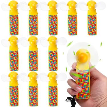 Imagem de Retisee 12 pacotes de mini ventiladores portáteis para lembrancinhas de festa, blocos de construção, tijolos, prensa de mão, ventiladores de resfriamento para aniversário, verão, piscina, festa