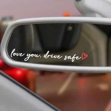 Imagem de 3X Love You, Drive Safe Adesivo holográfico de espelho de carro para carros, decalque retrovisor para mulheres, adesivos fofos de afirmação de vinil para janela, copo e garrafa de água (branco)