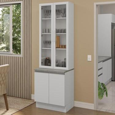 Imagem de Kit Balcão + Cristaleira 70cm Branco Glamy Madesa 01 Branco