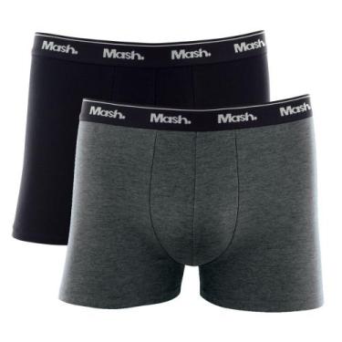 Imagem de Cueca Mash Boxer em Algodão 110.04 C/2, Cinza mescla escuro, Preto, GG