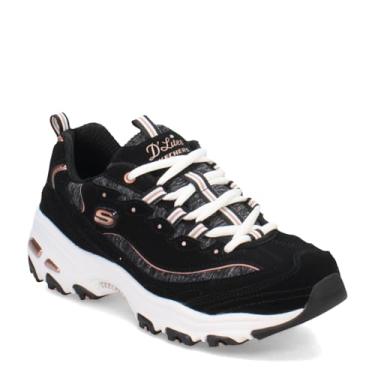 Imagem de Skechers D'Lites Me-time Tênis feminino, 3/8 Reino Unido, Preto/ouro rosa, 8.5 Wide