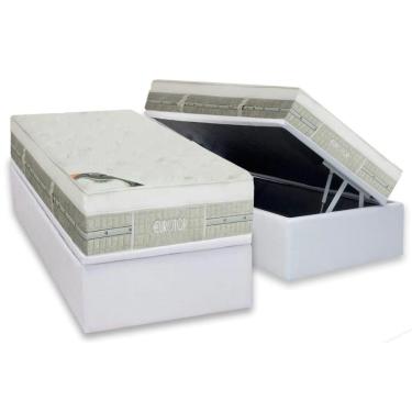 Imagem de Cama Box Baú Solteiro: Colchão Molas  Ensacadas Castor Summer Winter + Base CRC Courano White (88x188)