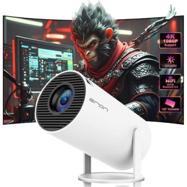 Imagem de Mini projetor HY300 Pro, projetor portátil, suporta 4K 1080p com WIFI6 5G sem fio 5.0 Bluetooth Android 11 de banda dupla, rotação de 180°, correção trapezoidal automática, projetor de vídeo de tela