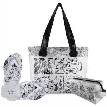 Imagem de Kit Feminino Casual Bolsa Chinelo Necessaire Magicc Kit-238 (Multicolorido, 35/36)