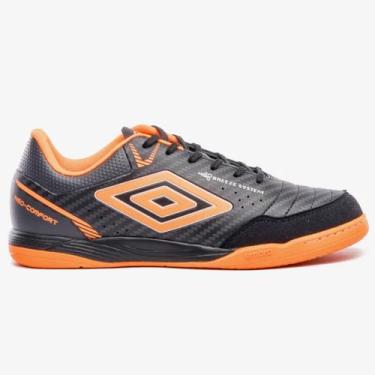 Imagem de Chuteira Futsal Umbro Neo Comfort Unissex Preto Laranja, Preto laranja