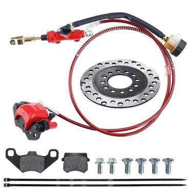 Imagem de PRO BAT Conjunto de freio hidráulico traseiro Kit de cilindro mestre Go Kart Carrinho de golfe ATV (vermelho-1)