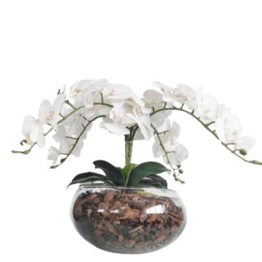 Imagem de Arranjo de Mesa 4 Flor Orquídeas Artificial Real Vaso Grande - La Caza