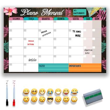 Imagem de Quadro Lousa Planejador Mensal/Planejamento Semanal/Planner/Planner Parede 40x60 Metal - Quadro Branco 2 canetas e 12 imãs (BRANCO, 50x80)