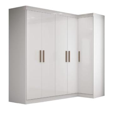Imagem de Quarto Modulado de Canto Madrid com 5 Portas e 2 Gavetas Branco