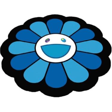 Imagem de Tapete de rosto sorridente, tapete de flores de arco-íris, felpudo para quarto, tapetes antiderrapantes, tapete redondo de girassol, almofada de cadeira de quarto, tapetes, D, 80 cm