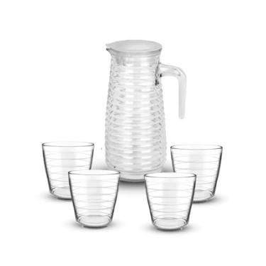Imagem de Conjunto Jarra de Vidro com tampa - 800ml com 4 Copos 200ml