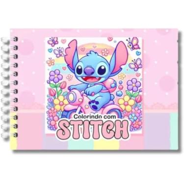 Imagem de Livro De Colorir Stitch Capa Dura 50 Páginas Folha Grossa 180g A5 - Presente Para Crianças E Adultos, Combater O Estresse E Estimular A Criatividade (ROSA)