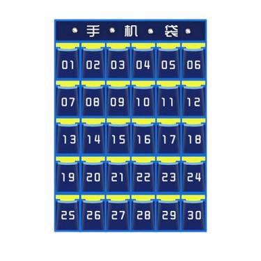 Imagem de KiBcsLic Bolsa porta-celular para sala de aula, bolso numerado, gráfico com número, organizador de joias, bolsa para armazenamento de celular para dormitório, 30 Bolsos 67x81cm