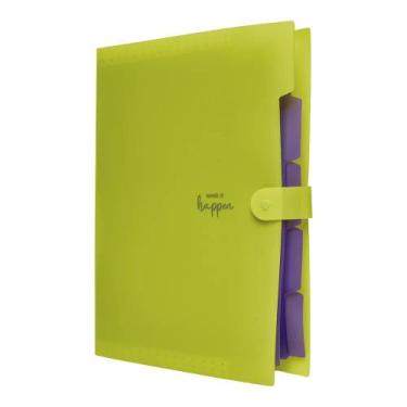 Imagem de Pasta Sanfonada Organizadora 5 Divisórias Semanal Polibras, Amarelo Ne