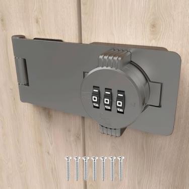 Imagem de Fechadura de combinação sem chave – Trava de combinação de 3 dígitos para portas de armário – Trava de trava de ferrolho com código de senha – Trava de porta de armário de liga de zinco para gavetas