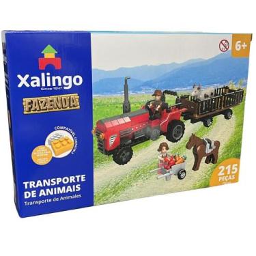 Imagem de Blocos de Montar Fazenda Transporte de Animais 215 Peças Xalingo