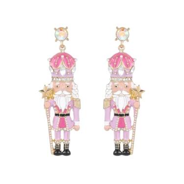 Imagem de Madison Tyler Brincos de Natal para mulheres | Natal laço vermelho Noel Papai Noel urso rosa meias casa quebra-nozes doce gorro suéter homem pão de gengibre expresso brincos martini joias de férias