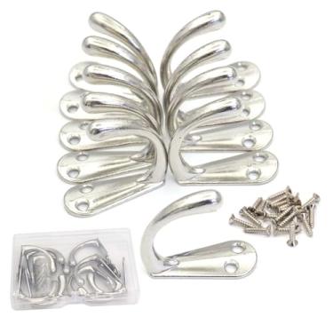 Imagem de Xiufortion 10 peças de ganchos de parede de liga de zinco fixados na parede de um único gancho preso com parafusos autorroscantes para pendurar toalha, casaco, mochila, roupão, chave, cachecol, bolsa