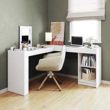 Imagem de Mesa Escrivaninha/Penteadeira de Canto com Espelho Star BRV Móveis, Br