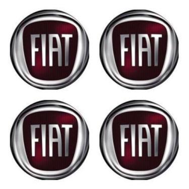 Imagem de Jogo 4 Emblema para Calota 48mm Modelo Fiat Vermelho com Prata - Marco