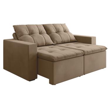 Imagem de Sofá Retrátil E Reclinável 3 Lugares 2m Veludo Damasco Castor