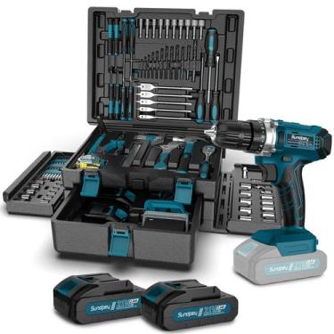Imagem de Kit de ferramentas com furadeira sem fio de 21V Sundpey 255 unidades c