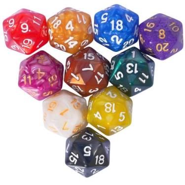 Imagem de Conjunto de dados poliédricos 10PC D20 22mm para jogos de mesa DND RPG