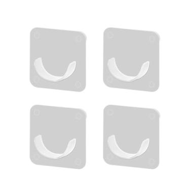 Imagem de Pacote com 4 suportes de varão de cortina de chuveiro de banheiro - Suportes resistentes sem perfuração para azulejos/paredes, haste de suporte forte, universal (haste não incluída) (transparente)