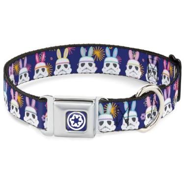 Imagem de Coleira para animais de estimação Star Wars, coleira de cachorro, fivela de cinto de segurança de metal, orelhas de coelho da Páscoa Stormtrooper de Star Wars, roxo, 38 a 61 cm de largura