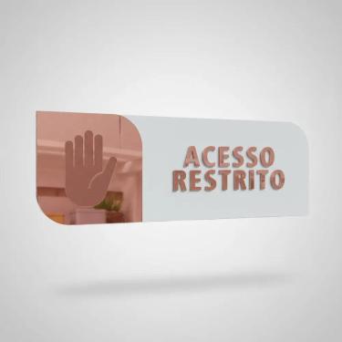 Imagem de Placa De Porta Sinalização Acesso Restrito Mdf E Rose Gold