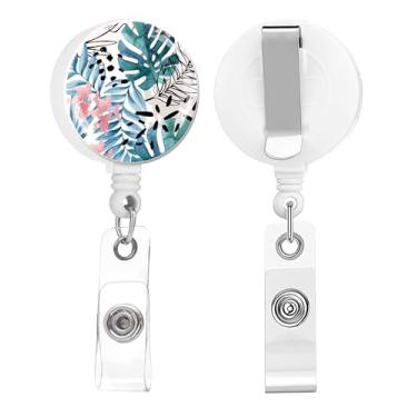 Imagem de Carretel de crachá, suporte retrátil para crachá de enfermeira com clipe jacaré, crachá, crachá para escritório, estudante, médico, enfermeira (pacote com 2 folhas de palmeira)
