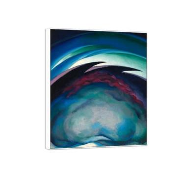 Imagem de BMZFYBS Georgia O'Keeffe Famosas Impressões em tela de arte de parede prontas para pendurar - Série I Pintura com moldura branca para decoração de sala de estar 30 x 35 cm 12 x 13 pol