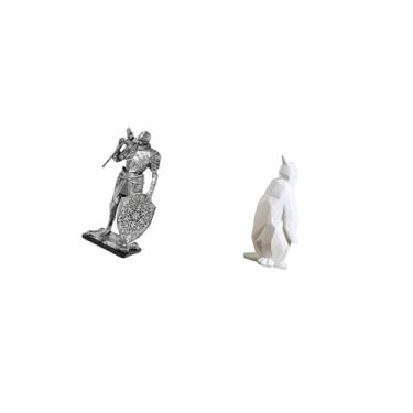 Imagem de Fenteer Estatueta de Pinguim de Resina Nórdica, Estátua de Animal Abstrata, Ornamento Artístico, Escultura para Mesa, Armário, Mesa de Escritório, Peça Centra