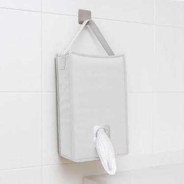 Imagem de Porta Sacola Puxa Saco Dispenser de Pendurar Nylon Impermeável com Alça Branco