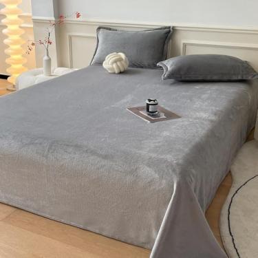 Imagem de MorroMorn Jogo de lençol Queen de flanela ultramacio e fofo de lã de pelúcia 4 peças - Jogo de cama para todas as estações com plano, bolso profundo e 2 fronhas, veludo luxuoso aconchegante (cinza