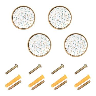 Imagem de Burbuja Simple Flowers Puxadores de Armário de Cozinha Pacote com 4 Puxadores de Gaveta Redonda, Puxadores de Gaveta com Parafusos para Cozinha, Quarto, Armários e Armários