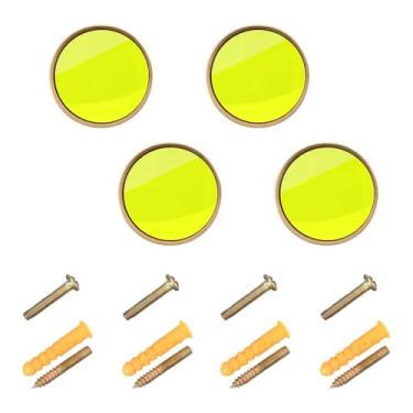 Imagem de Burbuja Maçanetas de armário de cozinha sólidas amarelo-verde neon pacote com 4 puxadores de gaveta redonda de 3,5 cm com parafusos para armários de cozinha, quarto, armário