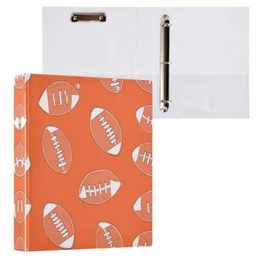 Imagem de Qilmy Organizador de fichário redondo de futebol americano, fichário de 3 anéis com prancheta (carta A4), fichário fofo para material de escritório escolar 328