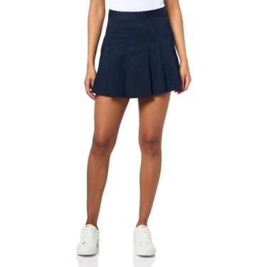 Imagem de Lacoste Saia plissada curta feminina com gabardine de algodão, azul marinho, 38