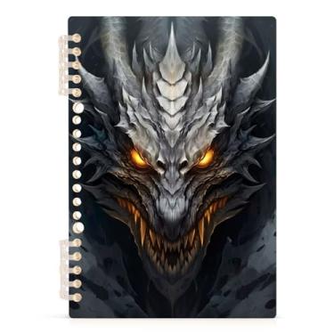 Imagem de Burbuja Caderno Dragon Head, papel pautado universitário A5 com 60 folhas, fichário para escritório, 1 pacote