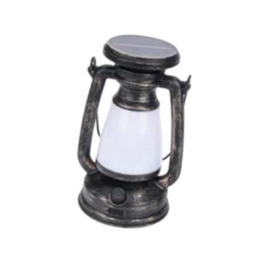 Imagem de oshhni Lanterna LED vintage para exterior, luminária de camping, luz suspensa leve para decoração de paisagem, ideal para camping, jardim, ambientes internos, L Bronze with Solar