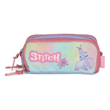 Imagem de Estojo Triplo Juvenil Original Stitch Atoalhado - Luxcel, Rosa
