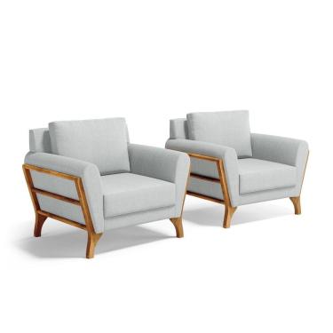 Imagem de Kit 2 Poltronas Sabrina De Madeira Maciça Com Almofada