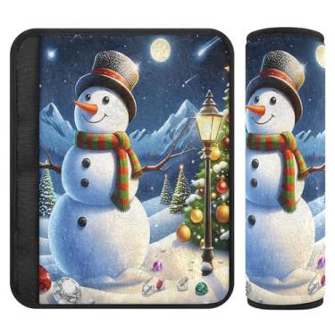 Imagem de Burbuja Capa para cinto de segurança de carro boneco de neve, macio, confortável, protetor de cinto de segurança para alça de ombro de assento, 1 par médio