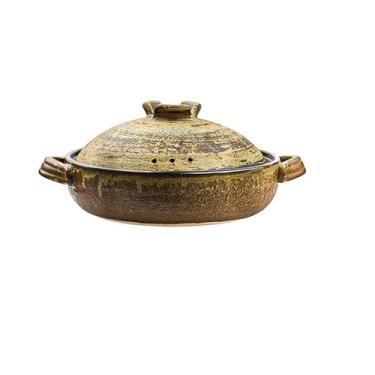 Imagem de LLXYZJR Panela quente de cerâmica, caçarola, panela de barro para cozinhar, panela de remédio de alta temperatura, panela de barro para cozinhar, panela para ensopado, sopa, vapor (tamanho: 2200 ml)