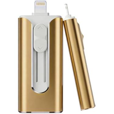 Imagem de Flash Drive de 128 GB para celular, cartão de foto para armazenamento de memória externa, faça backup e salve facilmente vídeos de fotos, pen drive USB 4 em 1 para telefone/pad/Android/PC