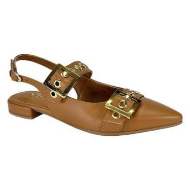 Imagem de Sapatilha Santinelli Slingback Fivelas 1558-011 Âmbar-Feminino