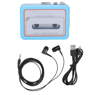 Imagem de banapoy Reprodutor de Fita Cassete, Conversor Portátil de Cassete para MP3 Com Alto-falante Embutido e Gravação Digital USB, para Fones de Ouvido, Alto-falantes de Carro Via AUX de 3,5 (Azul)